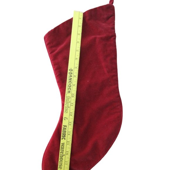 Vintage Needlepoint Stocking Noel Script w Cross Red Velvet Back 19" - Picture 4 of 4